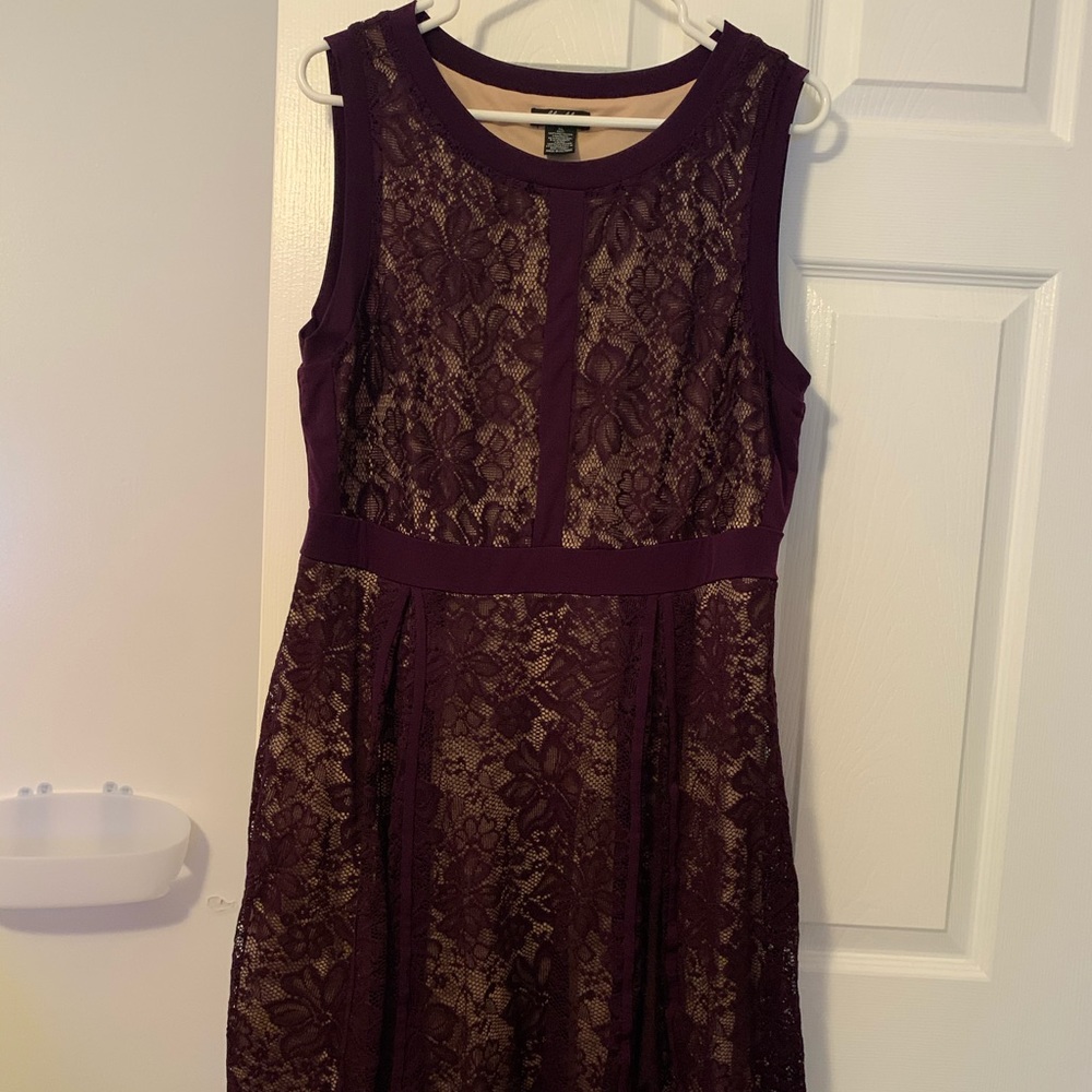 Purple sleeveless lace dress XL